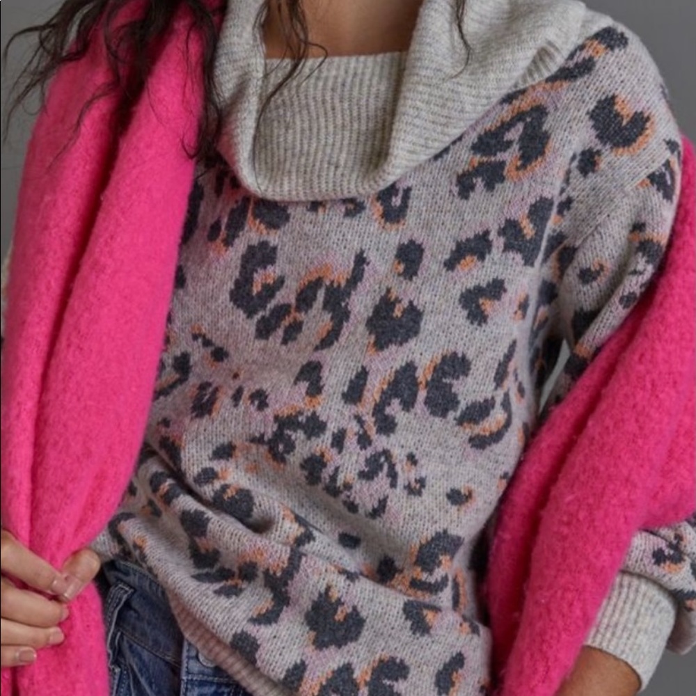 Anthropologie NWT leopard tunic sweater